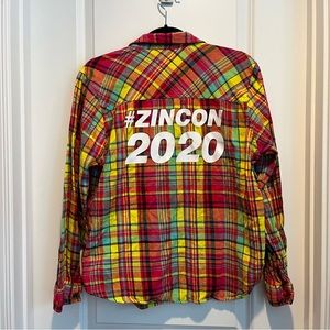 Zumba Fitness Multicolor Plaid Button Down Shirt